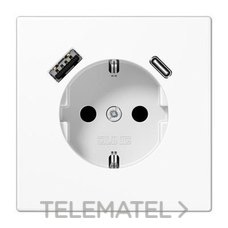 JUNG - BASE SCHUKO + CARG. USB-A+C BLANCO