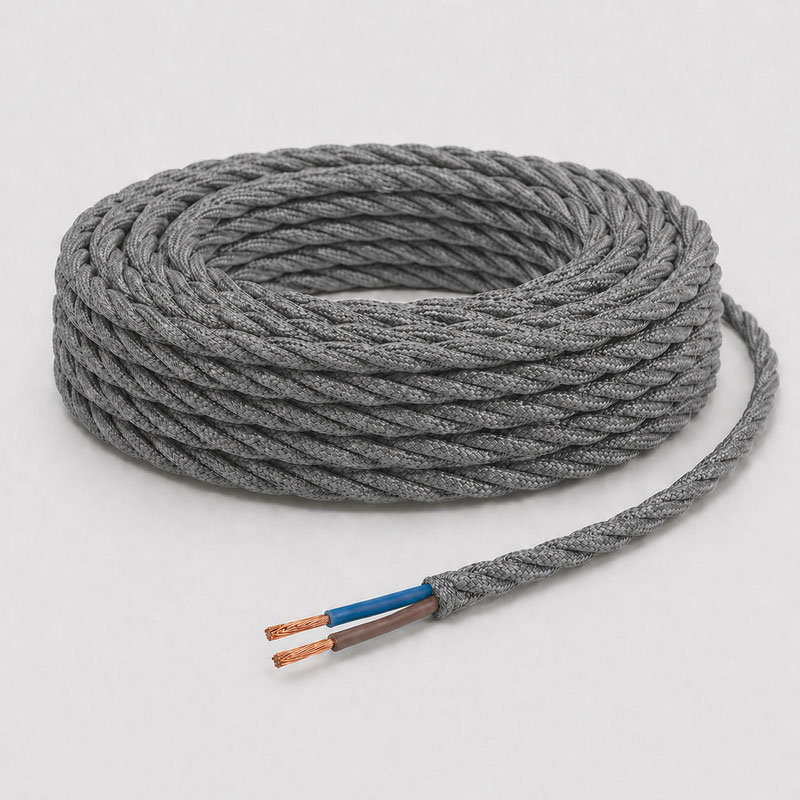 P. ITALIANA - ML CABLE TRENZADO SEDA 2X0.75 MM² GRIS 63