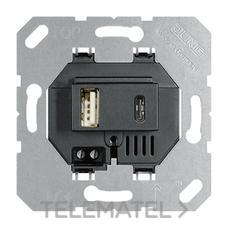 JUNG - CARGADOR USB-A + USB-C 5VDC NEGRO