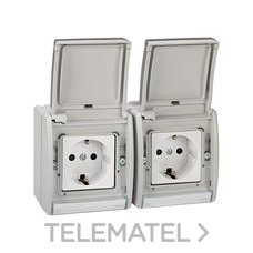 SIMON - BASE 2XSCH. 10A 44 MONOBLOK IP55 GRIS