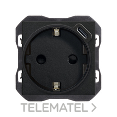 SIMON - BASE SCHUKO + USB C 270 NEGRO MATE