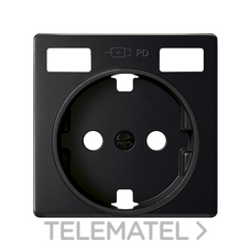 SIMON - TAPA BASE SCHUKO + USB C+C 82 NEGRO MATE