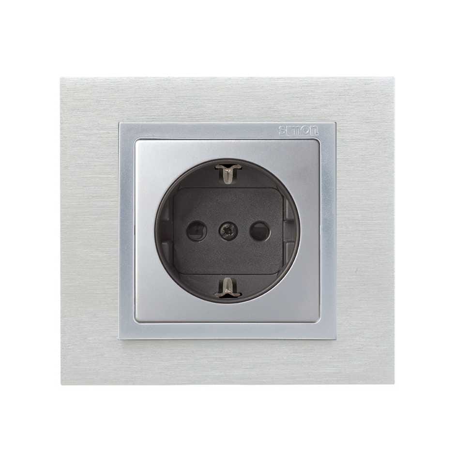 SIMON - TAPA BASE SCHUKO 82 ALUMINIO MATE - Imagen 2